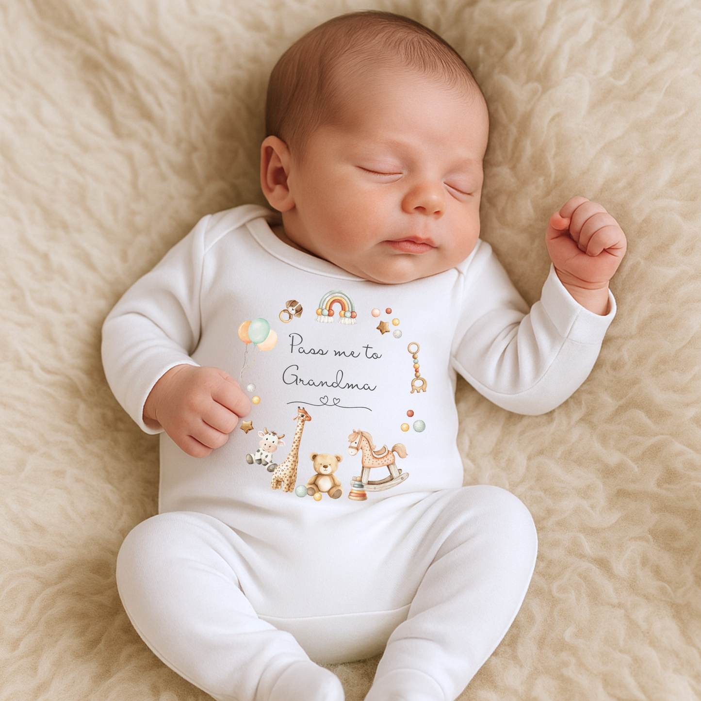 Pass me to- Grandma, Grandad, Auntie Sleepsuit - Personalise me
