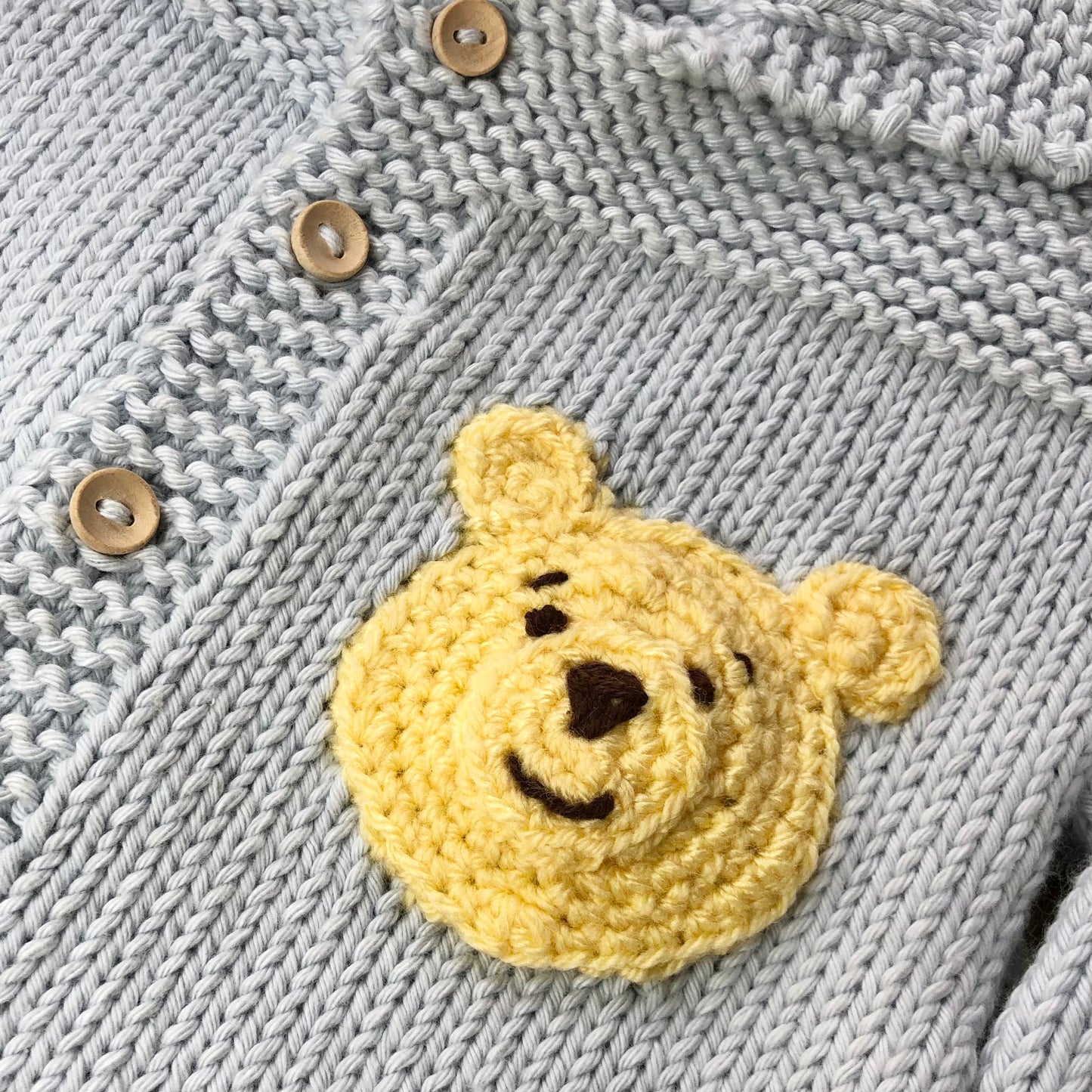 Hand Knit Pooh Bear Cardigan -Personalise me