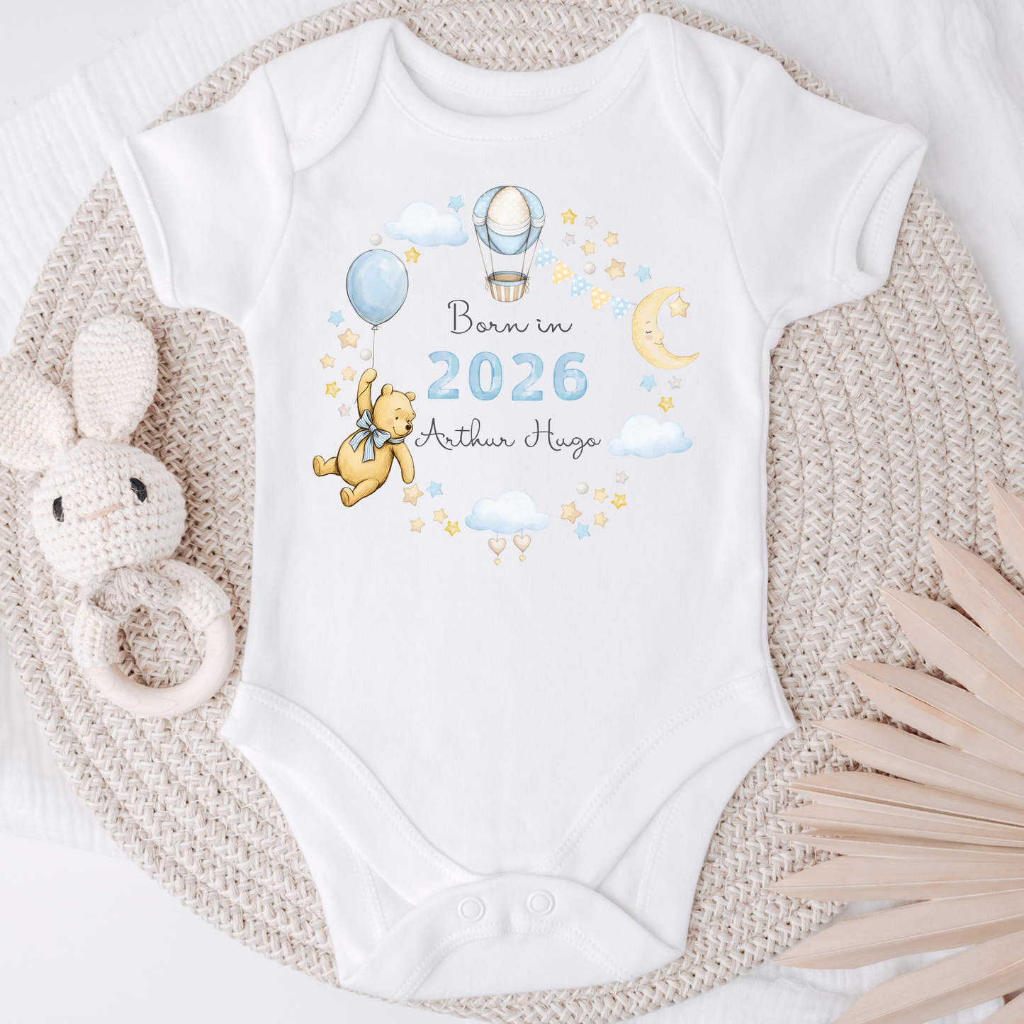 Blue Pooh Born in 2026, 2027 Bodysuit - Personalise me