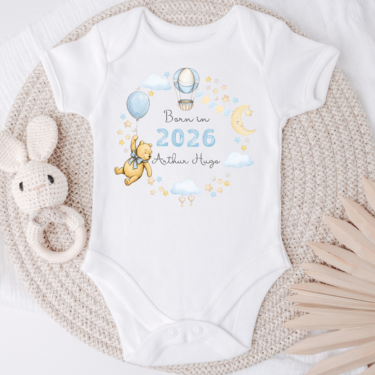 Blue Pooh Born in 2026, 2027 Bodysuit - Personalise me