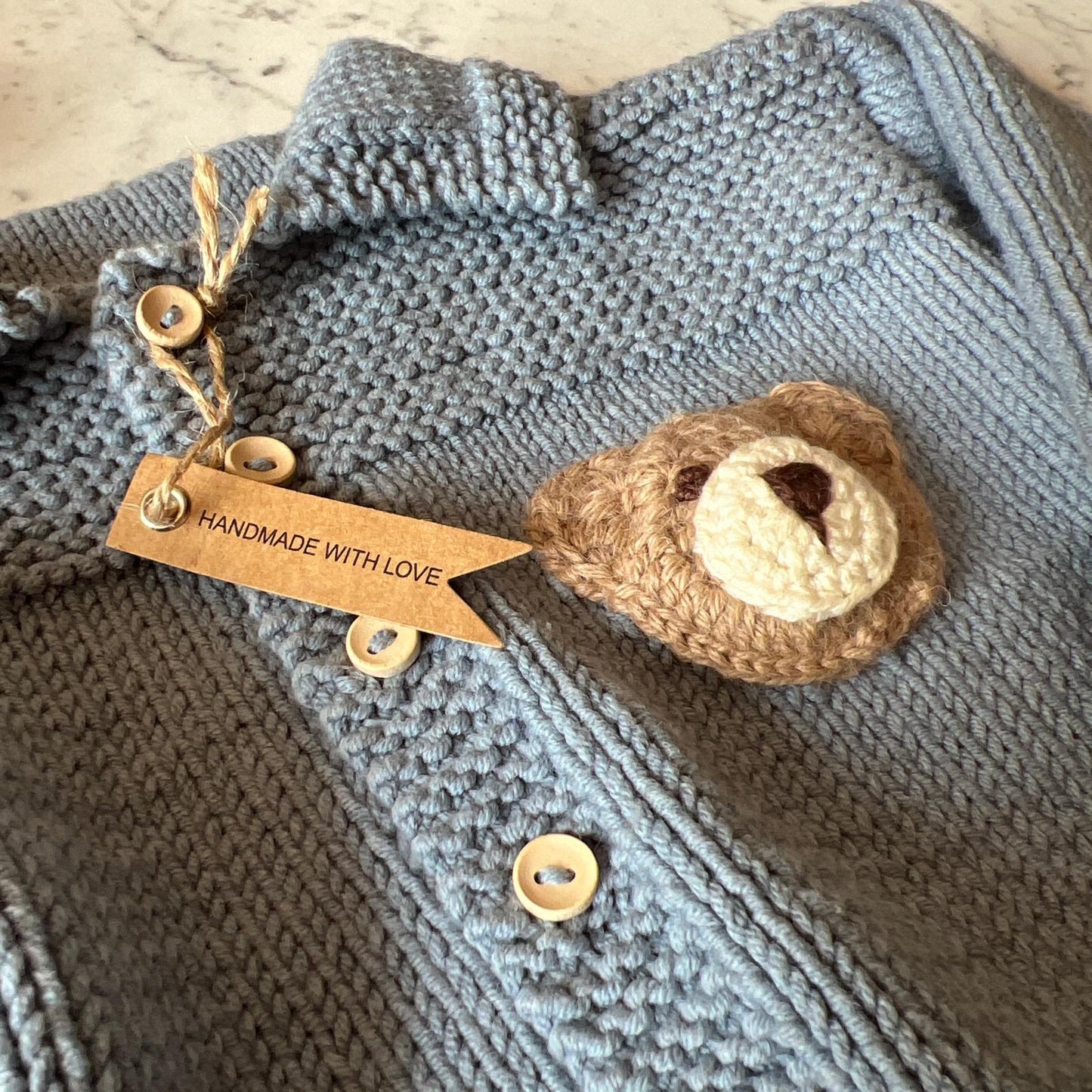 Hand Knit Teddy Baby Cardigan -Personalise me