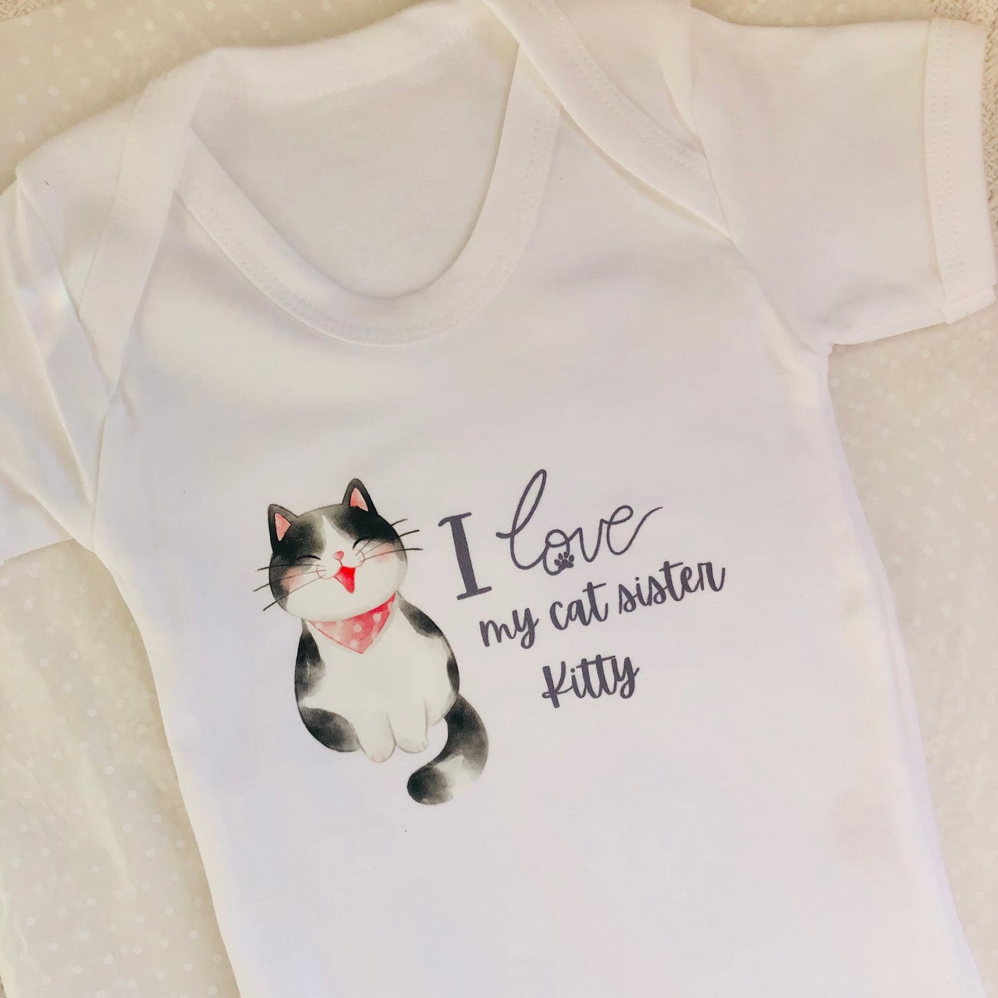 Baby Vest with Cat print - Personalise me