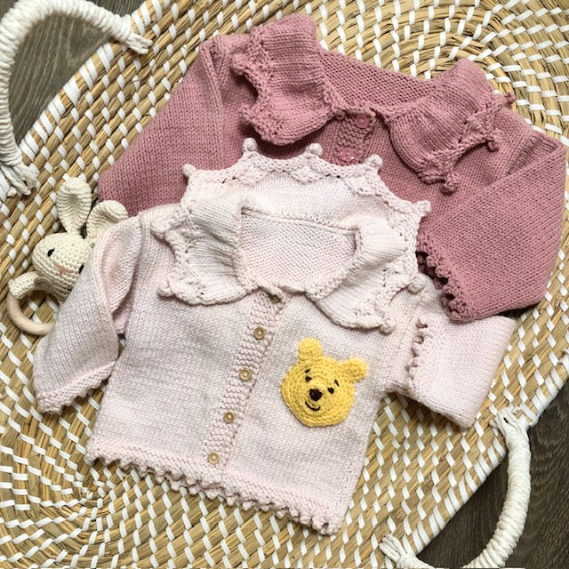 Pink Hand Knit Pooh Bear Cardigan -Personalise me