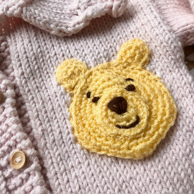 Pink Hand Knit Pooh Bear Cardigan -Personalise me