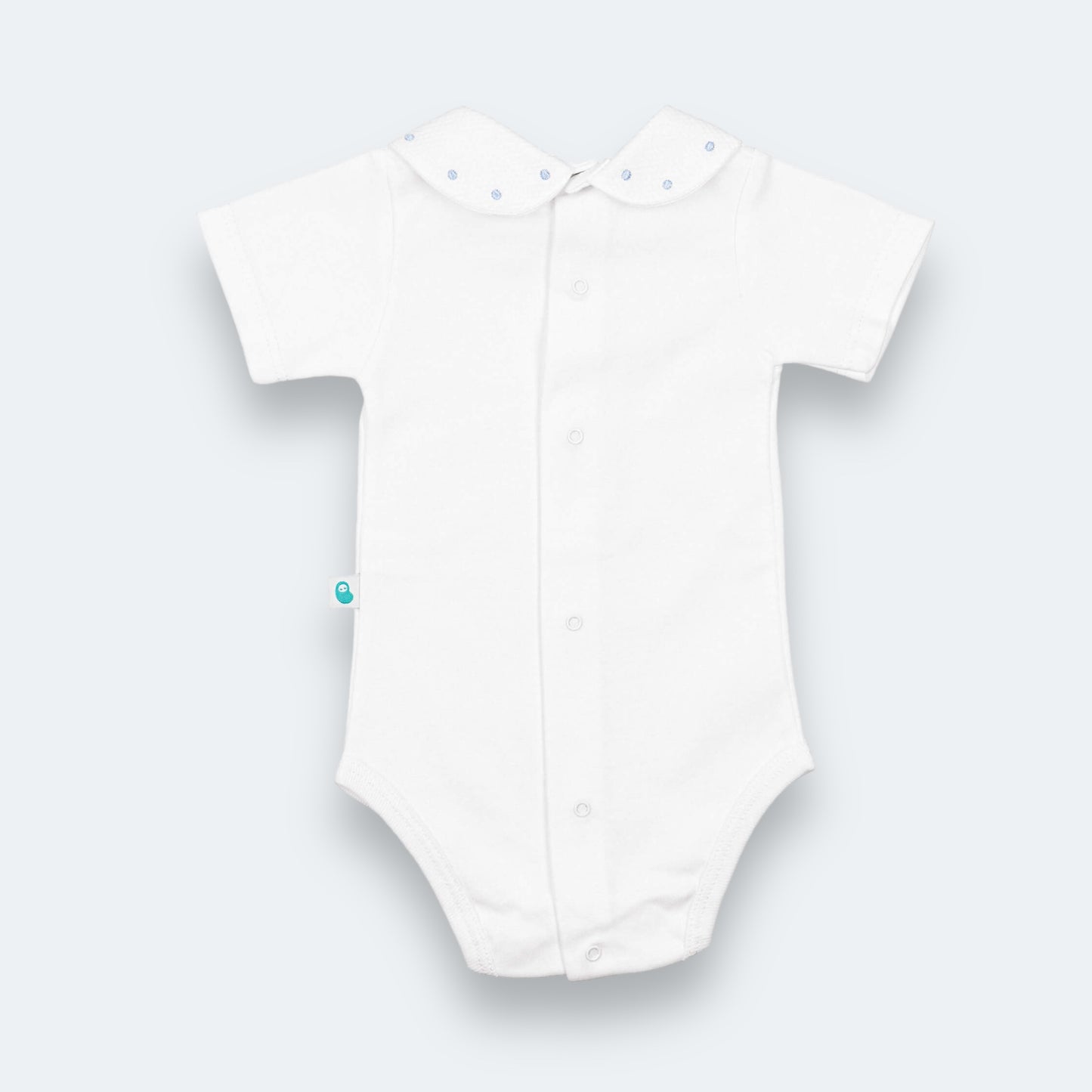 Portuguese bodysuit with blue spot embroidered collar