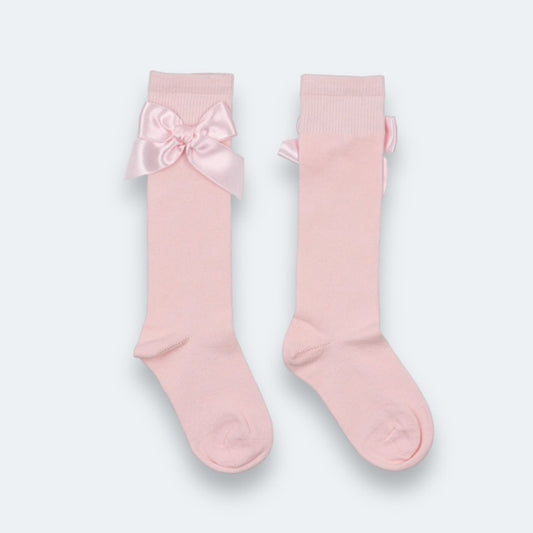 Long pink socks with bow