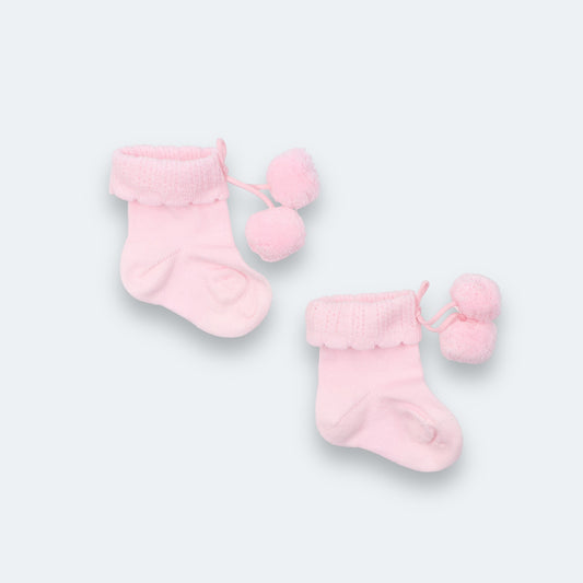 Pink Socks with pom poms