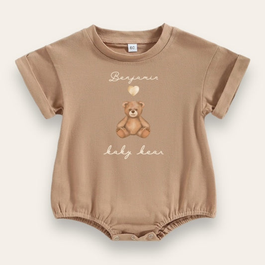 Baby bubble Teddy romper (optional personalisation)