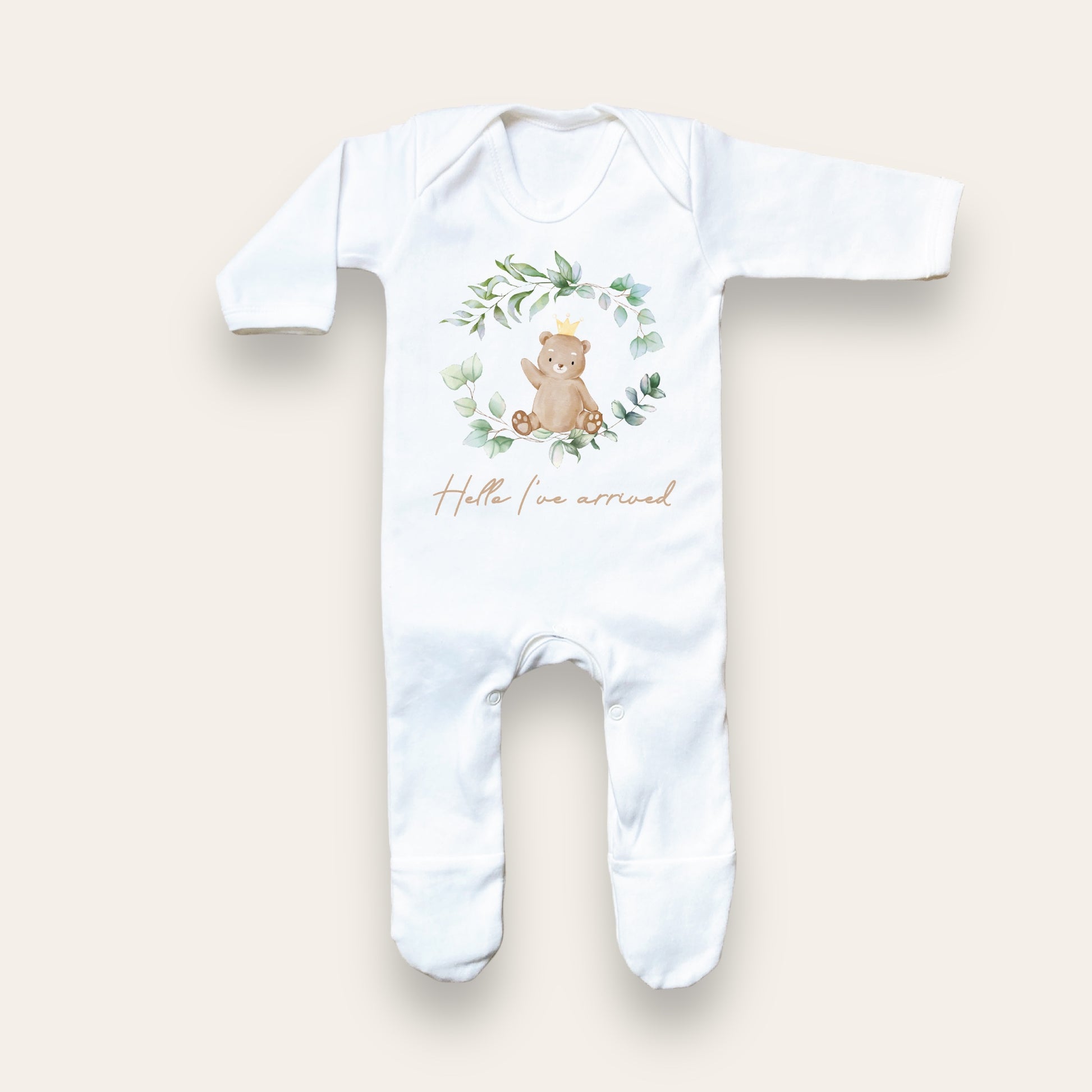 Baby bear sleep suit. Front view