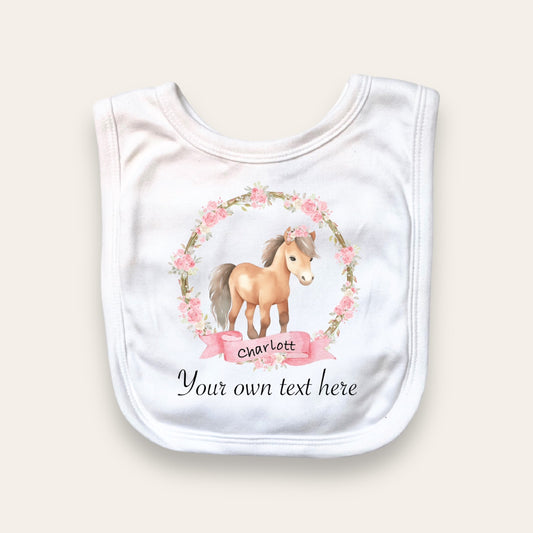 Bib with pony print - Personalise me