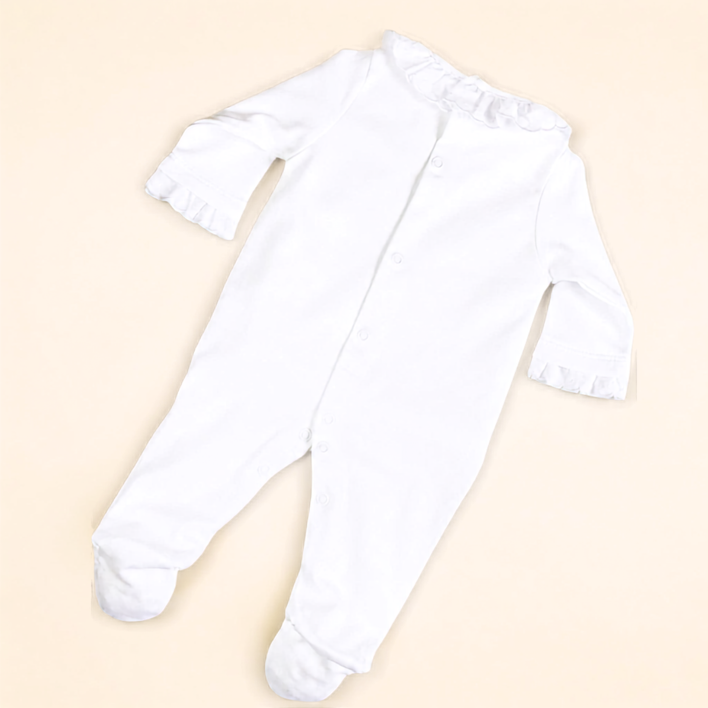 Garden Fairy Baby grow with white lace