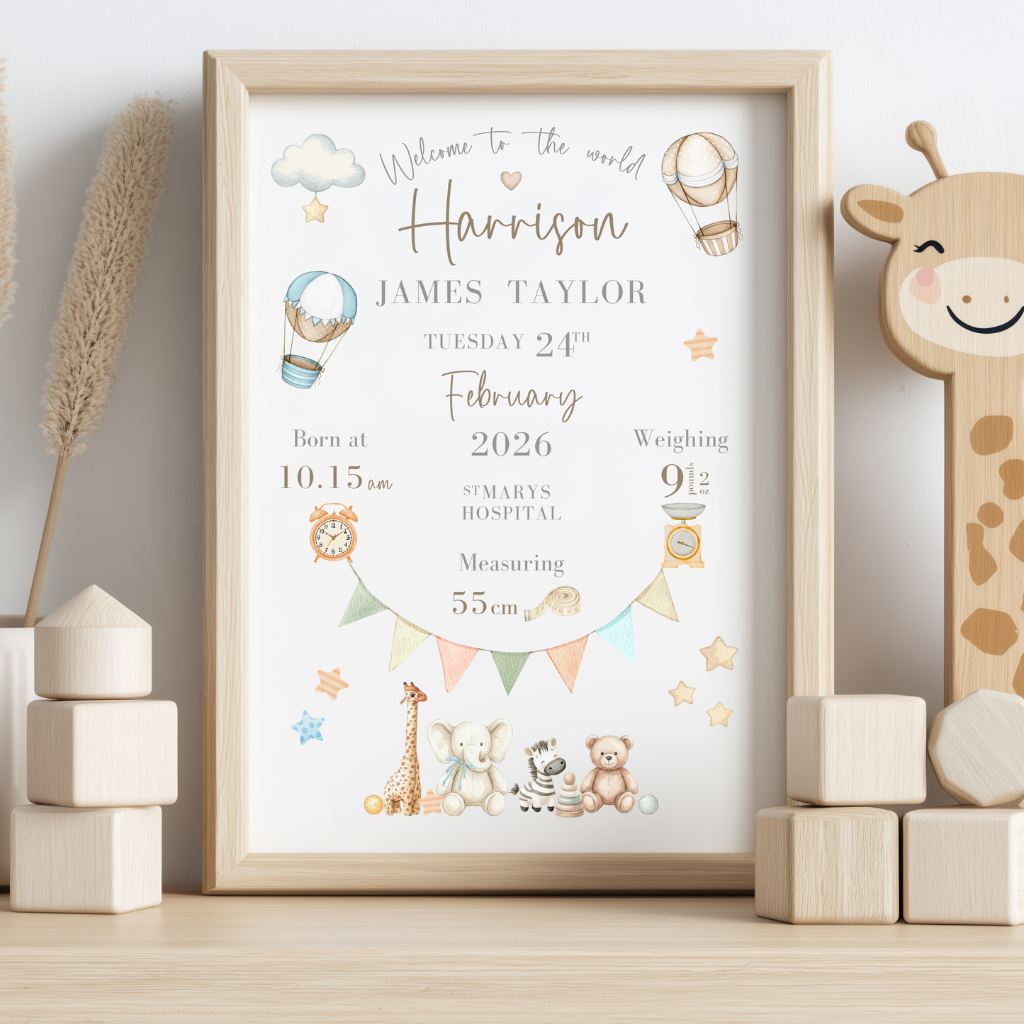 Personalised Baby Birth Details Print