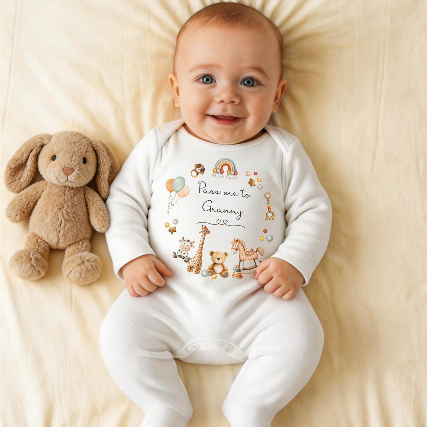 Pass me to- Grandma, Grandad, Auntie Sleepsuit - Personalise me