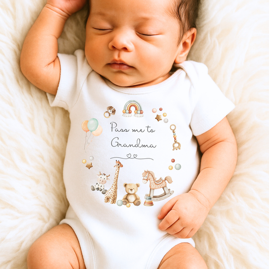Pass me to- Grandma, Grandad, Auntie Bodysuit - Personalise me