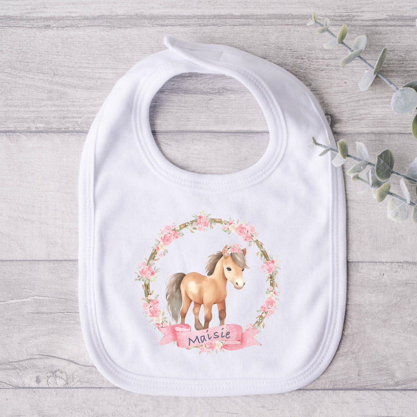 Bib with pony print - Personalise me