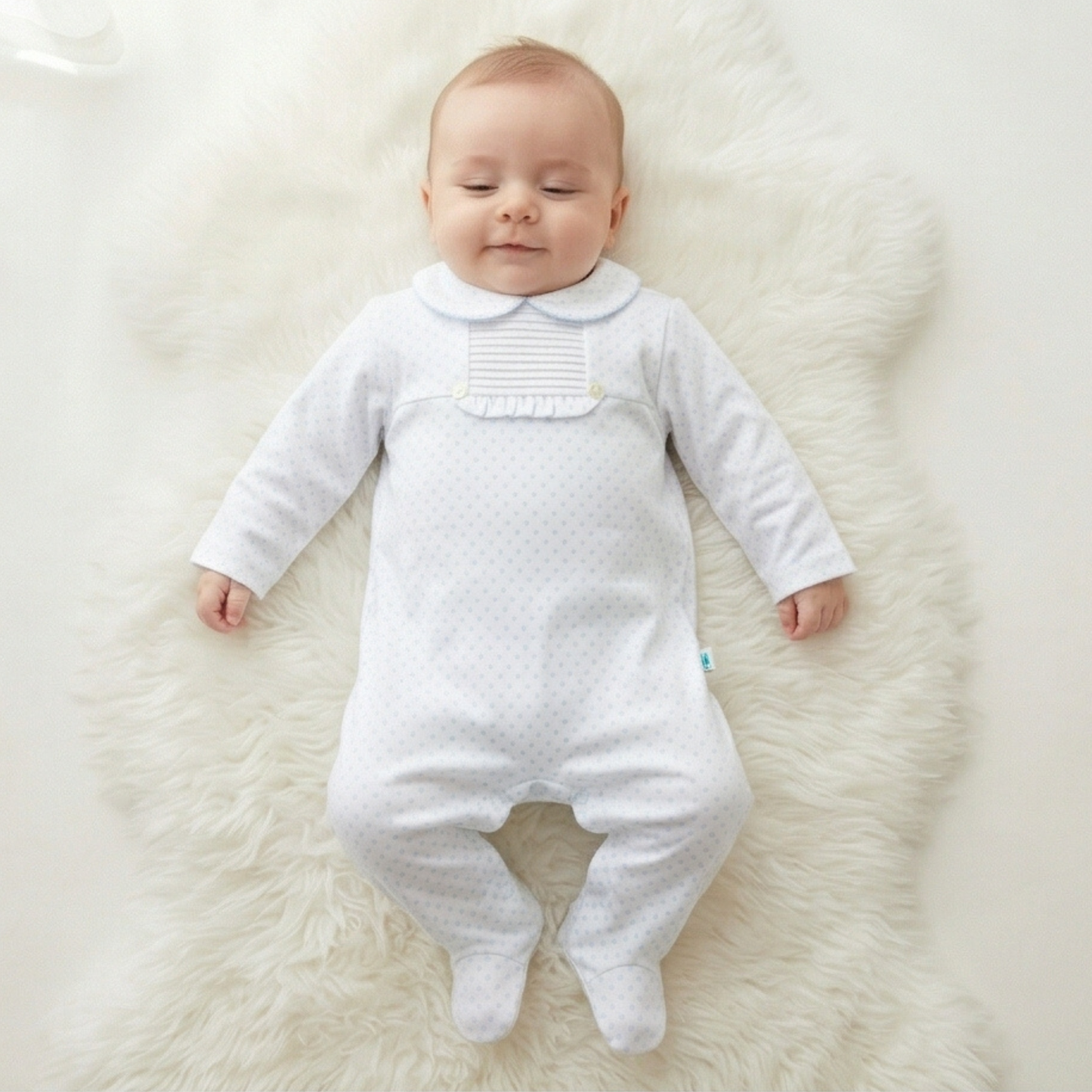 White Sleepsuit with polka dots