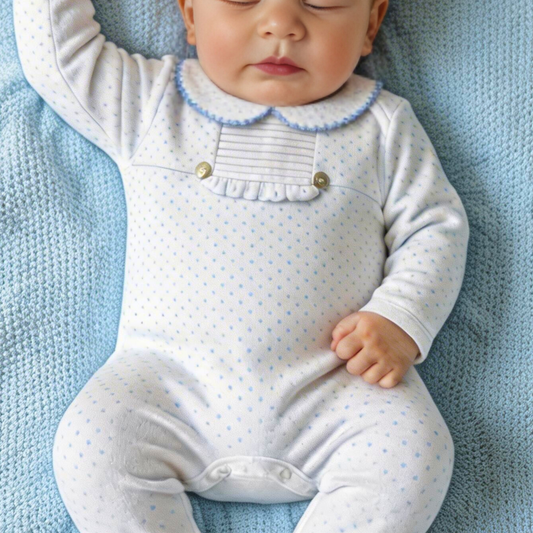 White Sleepsuit with polka dots