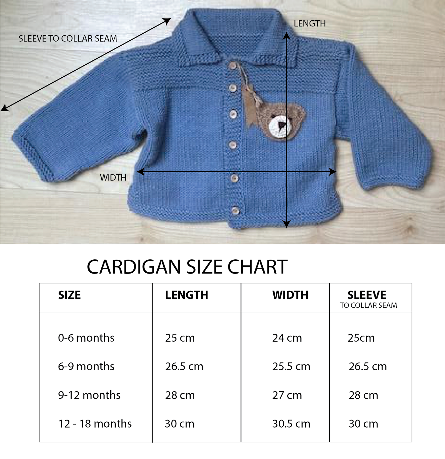 Hand Knit Teddy Baby Cardigan -Personalise me